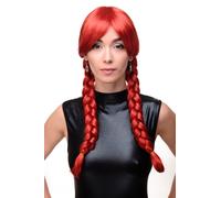 Peluca Para Dama Cosplay Roja Fuego Trenzas De Escolar 3446-137