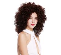 Peluca Para Dama Lace-Front Mono Rizada Con Volumen Marrón Oscuro Mezcla Castaña