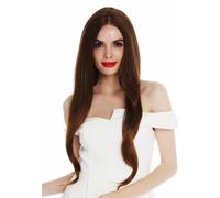 Peluca Para Dama Monofilamento Muy Larga Lisa Marrón Rojo Rubia Mechada