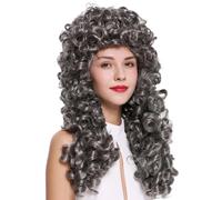 WIG ME UP- B17-2P-B-44 peluca de mujer hombre Barroco Renacimiento Rey nobleza pelo largo rizado rizos color gris oscuro