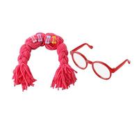 Peluca para disfraz de animal, gato, trenzas, gafas, diseño de accesorios de cosplay, traje humorístico para sombreros para mascotas, material ligero y cómodo, accesorios creativos para fotos de fiest