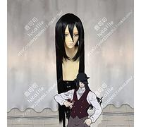 Peluca para Enen No Shouboutai Fire Force Jocker Negro Largo Lacio Resistente al Calor Pelo sintético Cosplay Prop Halloween + gorro de peluca gratis