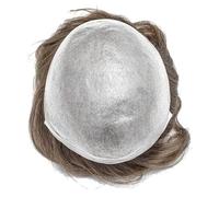 Peluca para hombre, 0,02 - 0,03 mm, piel ultrafina, peluca para hombres, sin nudos, dentadura no reconocible, pelo humano (6 x 8)