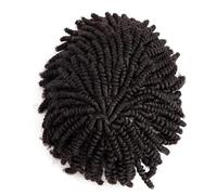 Peluca para hombre, 0,1 mm, pelo humano, trenzas, pelo humano, prótesis capilar, postizo para hombre (negro natural, 6 x 8)