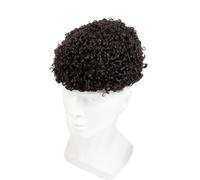 Peluca para hombre, 0,12 mm, inyección, base completa, pelo de hombre, 10 mm, afro rizado, para hombres, prótesis, cabello humano indio (7 x 10)