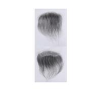 Peluca para hombre, 1B60#, gris, pelo humano, piel de poliuretano, con rayita de pelo, postizos frontales (16 x 1,8 cm)