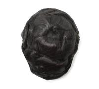 Peluca para hombre, 20 mm, piel sintética alrededor del cabello humano, prótesis de pelo masculino, rizado para hombres, mono-top (#1B, 5 x 7)