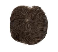 Peluca para hombre, 8 x 8 cm, pelo humano real, pelo humano real, piel fina, postizos para hombre, sistema de reemplazo para la pérdida leve del cabello (marrón medio)