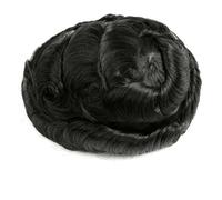 Peluca para hombre, cabello humano indio, prótesis capilar masculina, sistema capilar de inyección de piel completa, sin nudos, peluca para hombre (negro, 8 x 10)