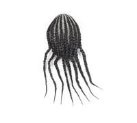 peluca para hombre Cornrow Box-tupé trenzado for hombres, piezas de cabello humano, encaje transpirable con sistema de reemplazo de PU, cabello # 1B