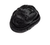 Peluca para hombre de 0,03 mm, base de piel ultrafina, postizo para hombre, sistema de repuesto para hombre, color negro azabache, 7 x 10