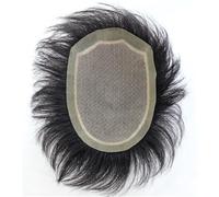 Peluca para hombre de 8 pulgadas para hombre peluca de pelo humano con PU Around, clip in Hairpiece for Men Baldness(15 x 22)