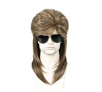Peluca Para Hombre De Los Años 80, Peluca Negra Del Mundo, Pelucas Rockeras, Pelucas Sintéticas, Peluca Para Disfraz De Cosplay, Pelucas Grises Para Mujer