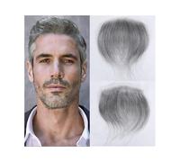 Peluca para hombre, línea frontal en V, pelo humano liso, pelo humano para hombres, piel sintética ultrafina, prótesis capilar para hombre (16 x 1,5 cm)