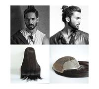 Peluca para Hombre Peluca Unidad de cabello for hombres Toupee Línea natural 12-18 "Encaje suizo transpirable con sistemas reemplazo humano Pu for pérdida Peluquín