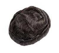 Peluca para hombre, postizo de doble capa, encaje, PU, postizo de repuesto, sistema de prótesis capilar, cabello humano, transpirable, duradero, pelucas para hombre, marrón, mezcla, 10% pelo gris (8 x