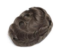 Peluca para hombre, postizo de doble capa, encaje, PU, postizo de repuesto, sistema de prótesis capilar, cabello humano, transpirable, duradero, pelucas para hombre, color marrón claro (7"x9")