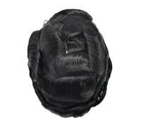 Peluca para hombre, prótesis de cabello masculino, toupet transpirable, mono top con piel de PU alrededor del cabello humano natural (1#,8x10)