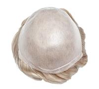 Peluca para hombre, sistema de pelo humano ultrafino de 0,03 mm, con base sin nudos, prótesis de pelo no reconocible para hombres (7 x 10)