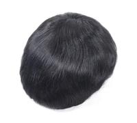 Peluca para hombre, sistema de repuesto para hombre, pelo humano, encaje francés, centro de PU alrededor del #1B, pelo liso (8 x 10)