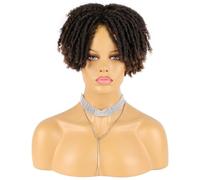 Peluca Para Mujer Afro Curl Dreadlock Toupee Para Hombre Negra Africana, Clips-On Pelo Corto Tupé Cabeza De Recambio Peluca Negra,T1b/30