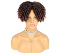 Peluca Para Mujer Afro Curl Dreadlock Toupee Para Hombre Negra Africana, Clips-On Pelo Corto Tupé Cabeza De Recambio Peluca Negra,T1b/350