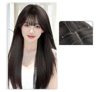 Peluca Para Mujer Con Cabello Largo, Diadema Completa, Cabello Artificial, Flequillo Natural Con Raya Al Medio, Cabello Largo Y Liso