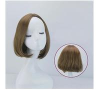 Peluca Para Mujer Con Pelo Corto, Flequillo Con Raya Al Medio, Juego De Peluca Bobo Head, Pelo Rizado Esponjoso, Marrón Claro Realista