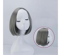 Peluca Para Mujer Con Pelo Corto, Flequillo Con Raya Media, Conjunto De Peluca Bobo Head, Pelo Rizado Esponjoso, Gris Realista