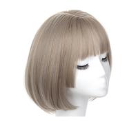 Peluca para Mujer, Corta de Aspecto Natural, Recta Principiantes Versiones Diarias Corea Gris