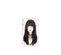 Peluca Para Mujer De Pelo Largo Y Liso, Seda De Alta Temperatura, Diadema Completa Con Flequillo, Negro Marrón