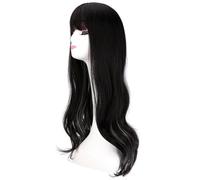 Peluca para mujer, pelo largo y rizado ondulado, con flequillo completo, gorro completo de fibra química y seda de alta temperatura