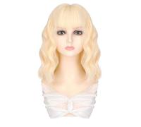 Peluca Para Mujer Pelucas Peluca sintética de moda de la cubierta del pelo natural esponjoso del pelo artificial corto y rizado de las mujeres Peluca De Cabello Humano Con Ondas Profundas Y Enc(D)