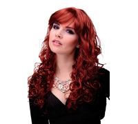 WIG ME UP- peluca de mujer estilo elegante wig pelo rojo cobrizo oscuro rizado flequillo liso aprox. 60 cm M-103-135