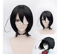 Peluca para otro Mei Misaki de pelo sintético corto negro para cosplay, peluca de fibra resistente al calor + gorra de peluca, otro negro