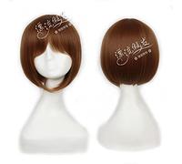 Peluca para peluca de seda de alta temperatura, cara corta, pelo corto, peluca marrón claro DF002-3