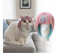 Peluca para Perros y Gatos - Peluca Colorida y Adorable para Fotos navideñas, Fiestas, Cosplay y Disfraces, Peluca sintética Ajustable para Mascotas pequeñas
