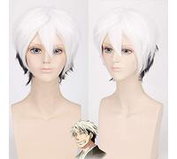 Peluca para ropa a juego para disfrazarse de mascarada, peluca de hada plateada Shigaraki en blanco y negro, peluca de anime 054