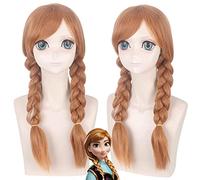 Peluca para ropa a juego para disfrazarse, peluca de Frozen Anna Anna con reflejos trenzados de anime 310-1