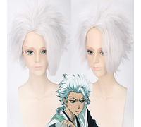 Peluca para ropa a juego, para mascarada, decolorante, Hissugaya Toshiro, estilo plateado y blanco, peluca de anime de seda de alta temperatura 157