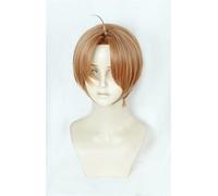 Peluca para Sarazanmai Enta Jinnai Cosplay peluca marrón claro corto pelo sintético Cosplay peluca y gafas + gorra de peluca FGO peluca solamente