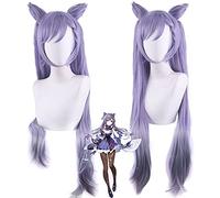 Peluca para The Original God Tingni Kuaiyu tallada transparente mezclada gris púrpura degradado doble cola de caballo Croissant peluca de cosplay