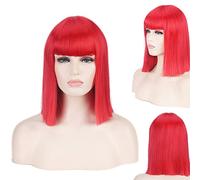 Peluca para uso diario, cabeza bobo, azul, verde, gris, arroz, blanco, negro, rojo, rosa, Qi Bangs, Anime Cos, club nocturno, femenino, longitud de los hombros, ondulado, recto, corto, color 714-10