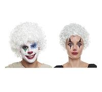 Peluca Payaso Blanca Rizada [70 gr] Adultos Hombre Mujer Unisex【Colores Variados】 Pelucas Disfraces Carnaval Halloween Fiestas Clown Disco Cosplay