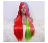 Peluca Pelo De Mujer Peluca Sintética De Color Arco Iris Peluca Mecanizada Pelucas De Cosplay Sintéticas Resistentes Al Calor Pelucas Grises Para Mujeres (Onecolor 26 Inch)