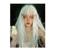 Peluca Peluca blanca elegante for mujer, peluca ondulada y rizada profunda, peluca sintética adecuada for fiestas diarias Mujer
