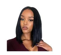 Peluca Peluca Bob negra corta for mujer, cabello sintético negro con realce recto, peluca con parte media for fiesta diaria Mujer