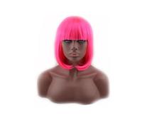 Peluca Peluca Bob rosa fuerte con flequillo, pelucas cortas y rectas, pelucas sintéticas hasta los hombros, pelucas de fiesta for hombres Mujer