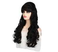 Peluca Peluca con capucha, pelo largo y rizado ondulado for mujer, peluca completa de fibra química de moda, peluca sintética Pelucas diarias(B)
