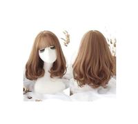 Peluca Peluca con flequillo, pelucas rizadas cortas, encantadoras pelucas onduladas naturales for mujeres, pelucas con flequillo, extensiones de peluca de pelo, peluca for fiesta diaria Mujer